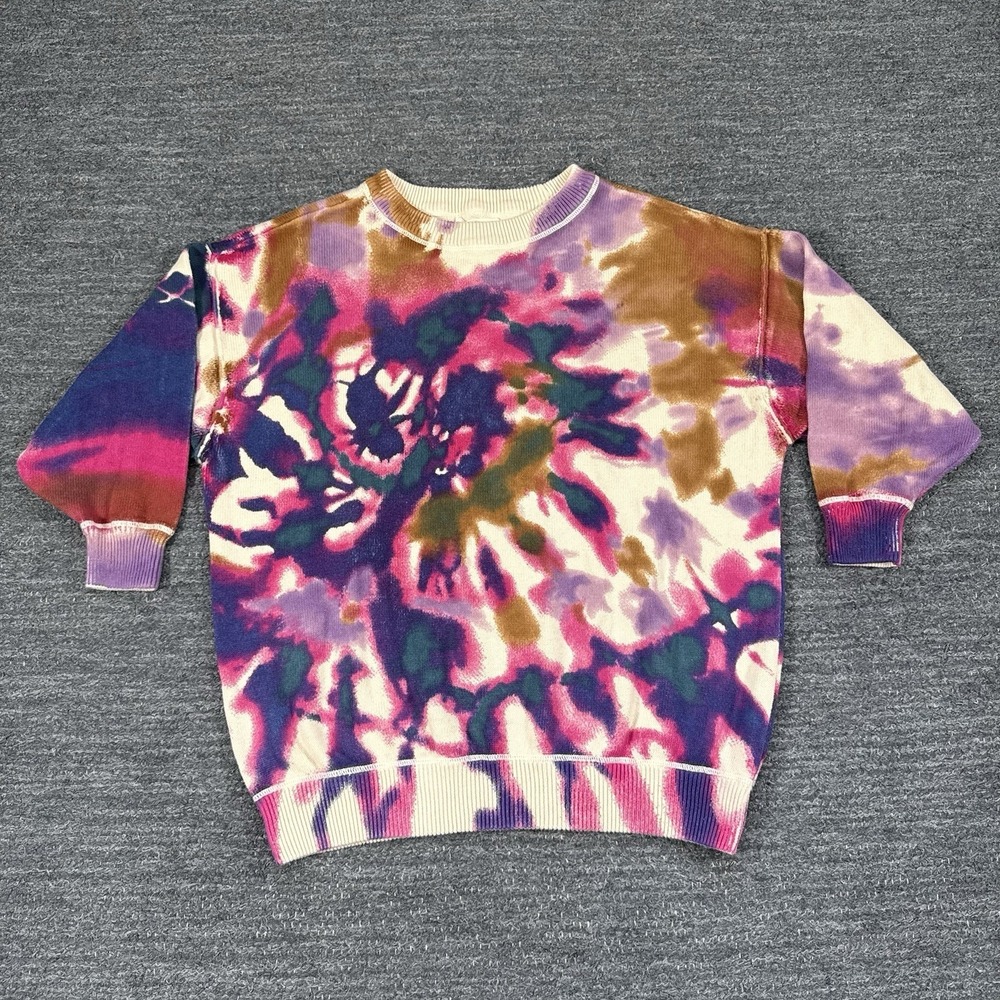 Natural Life Taylor Oversized Cotton Sweater Women S/M Sunset Tie Dye Boho Beach
